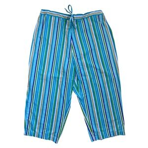Bobbie Brooks Woman Striped Cotton Capri Lounge Pants Size 2XL Drawstring‎